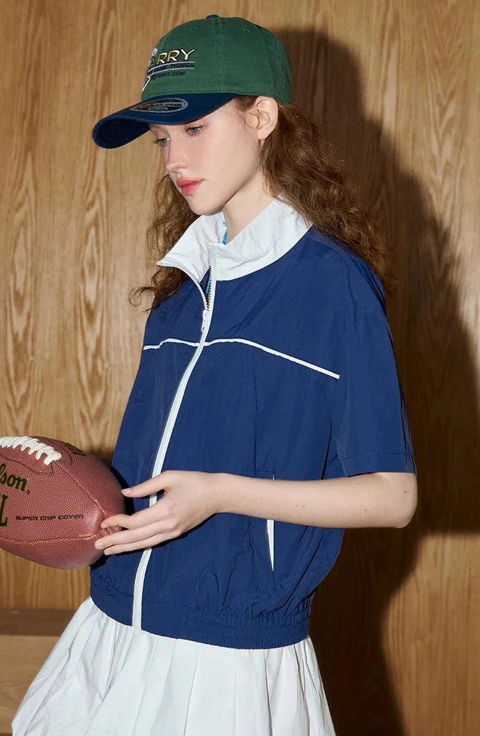 Color Block Sportswear Zip-Up Windbreaker Jacket - Luxuryurbanwear