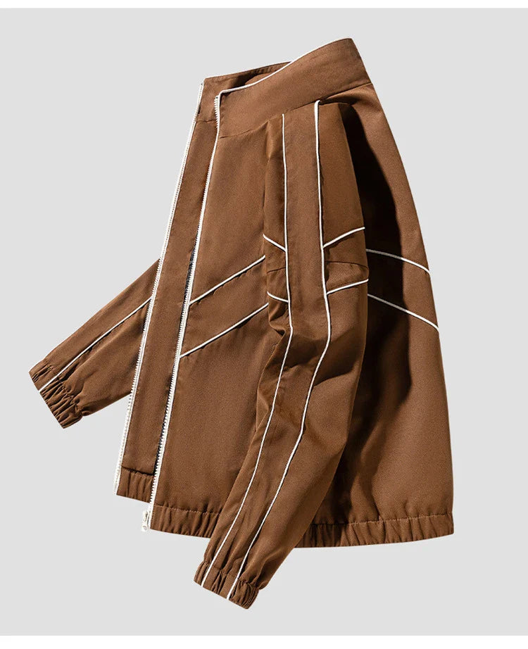 Striped White Lining With Rib sleeve Style Jacket