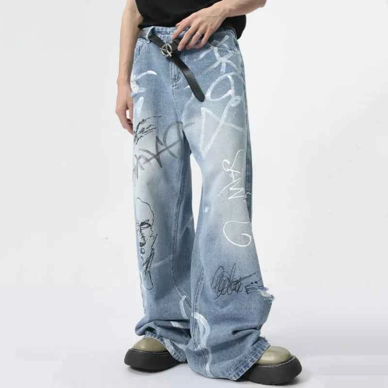 High Street Niche Graffiti Denim Jeans