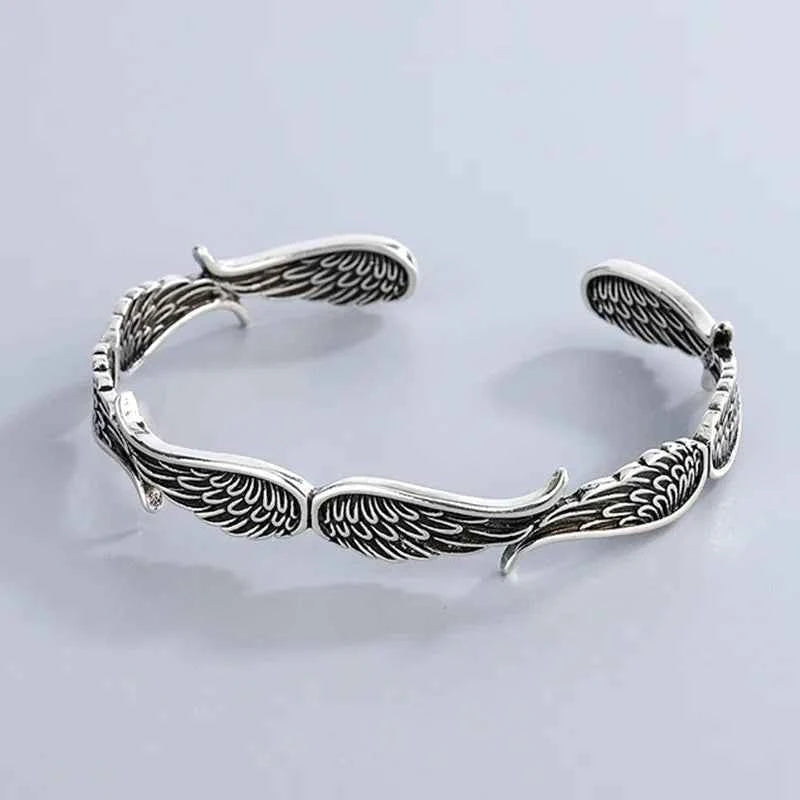 Retro Angel Wings Adjustable Silver Bracelets