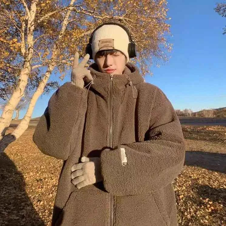 Men's Retro Warm Korean Style Lambhair Winter Jacket