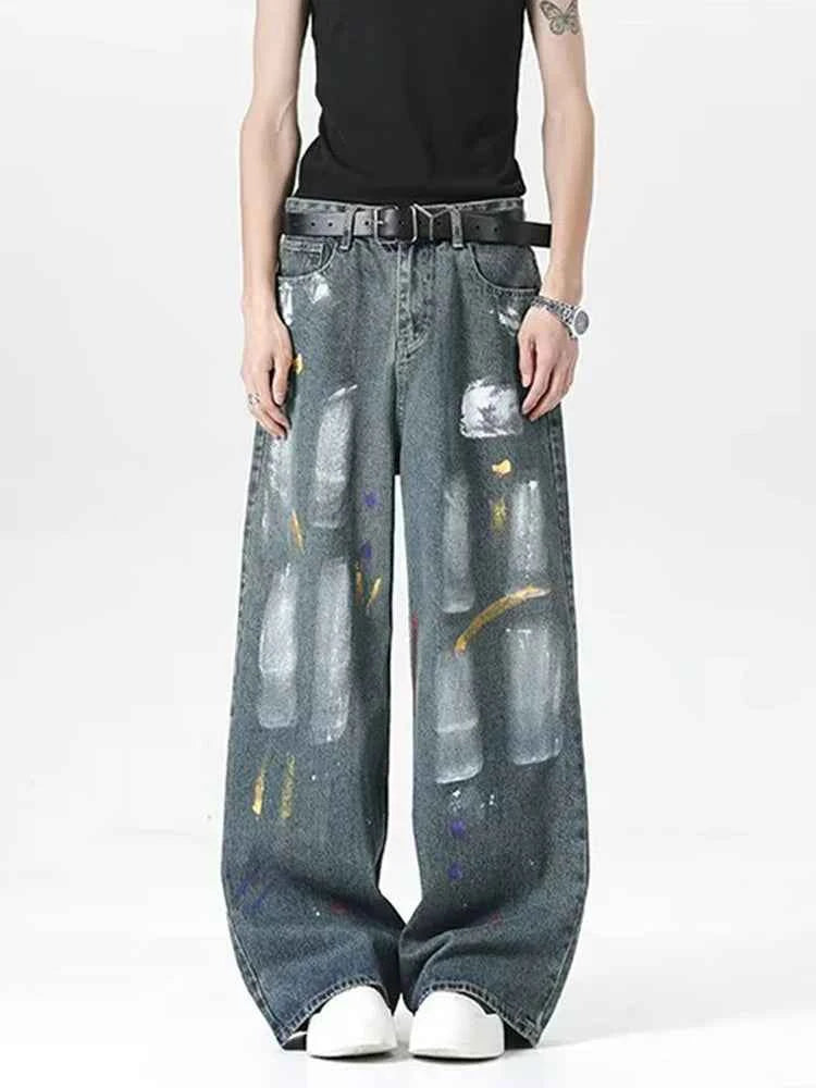 Graffiti Color Printed Cool Distressed Jeans