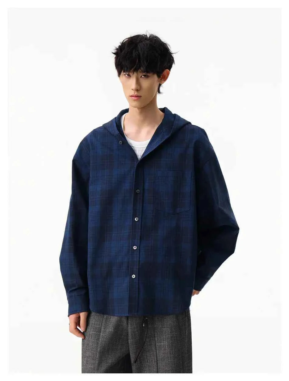 Streetwear Cozy Soft Oversize Plaid Hooded Shirt
