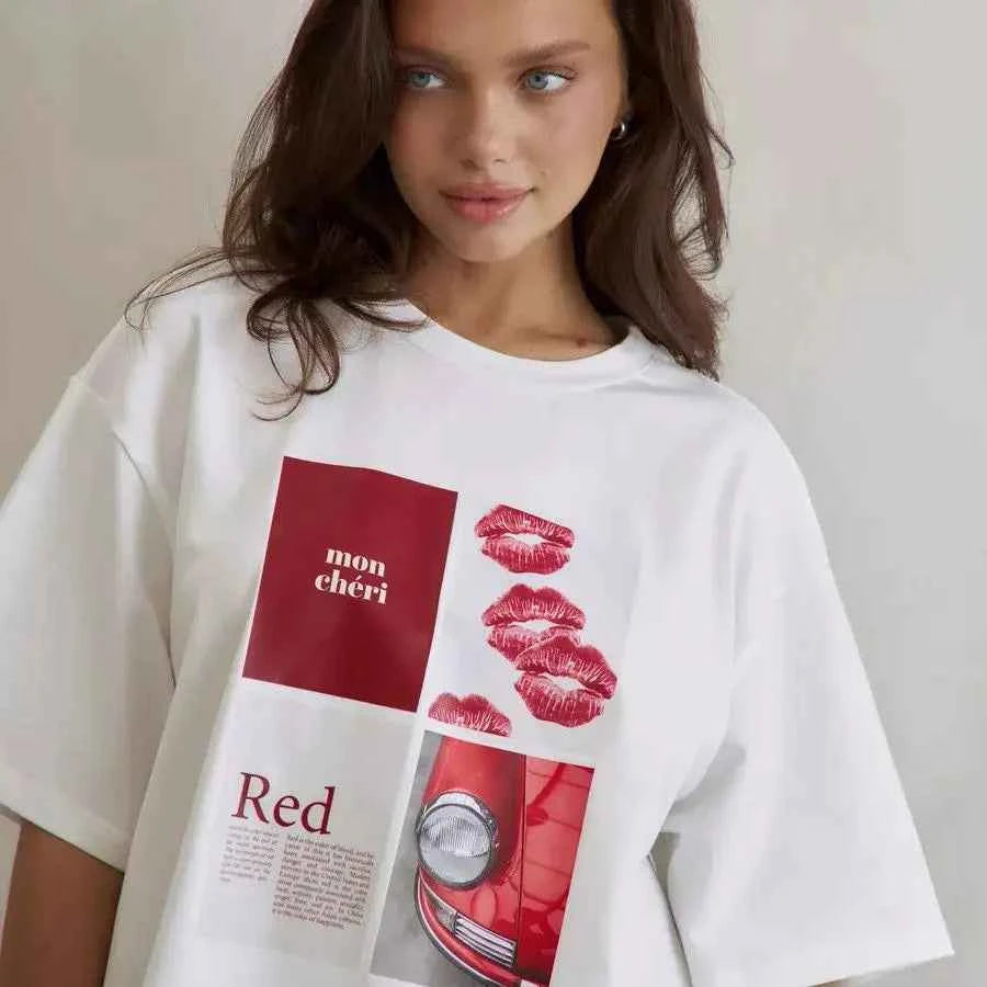 Y2K Women Retro European Style Design T-Shirt