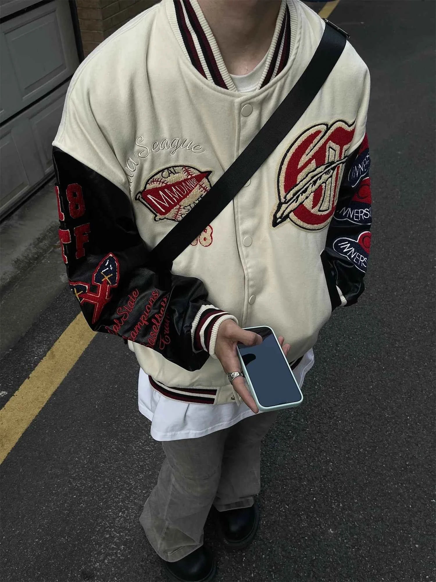 Vintage Embroidered Baseball Patchwork Varsity Jacket