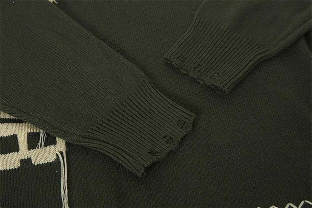 Y2K Women Cozy Distressed Oversized Knit Sweater