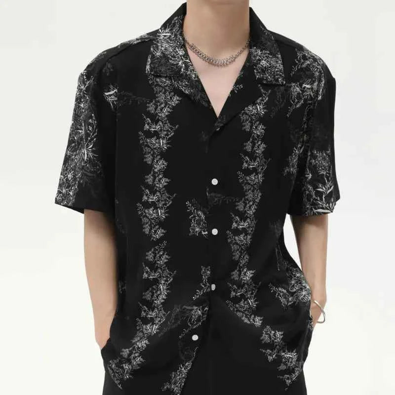 Retro Floral Cuban Collar Casual Shirt