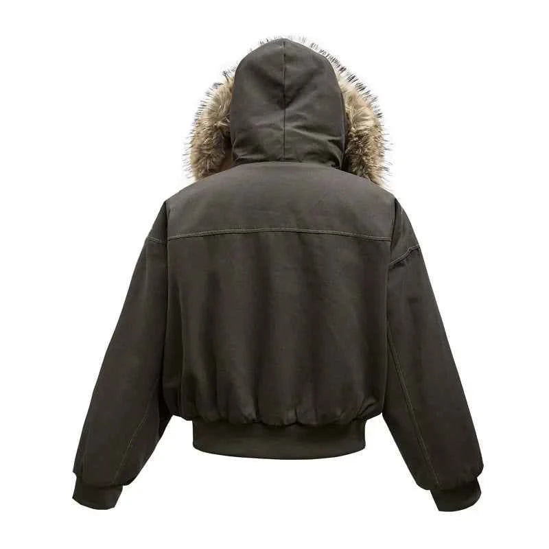 Arctic Luxe Fur-Trimmed Hooded Bomber Jacket
