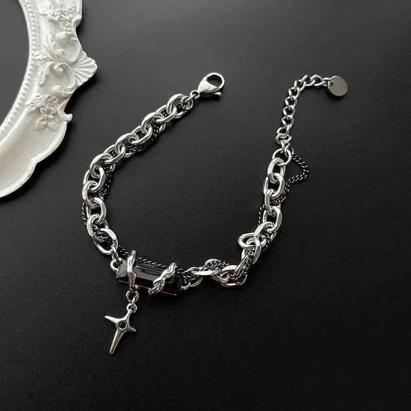 Black Zircon Star Titanium Bracelet