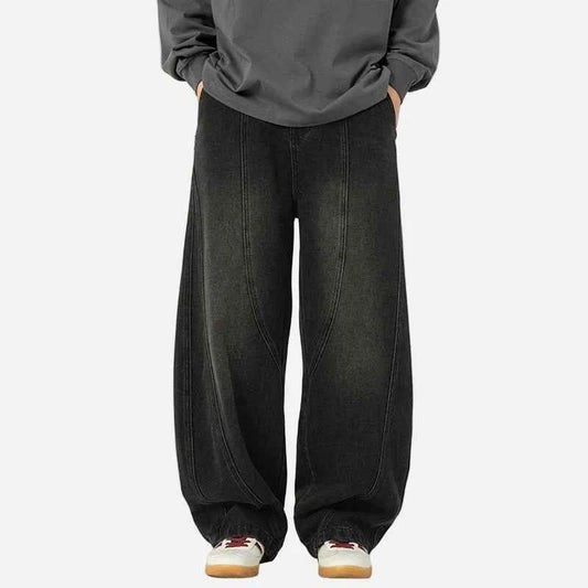 Premium Streetwear Wide Leg Curved Denim Jeans