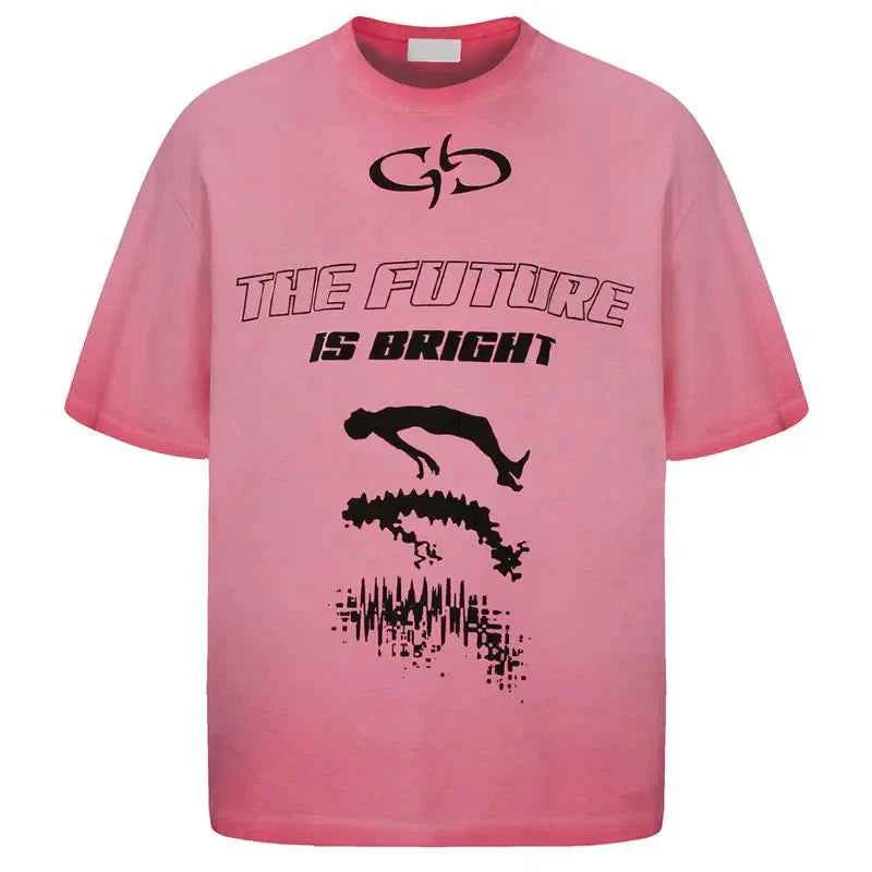 Trendy Grunge Hip Hop Graphic Printed Washed T-Shirt