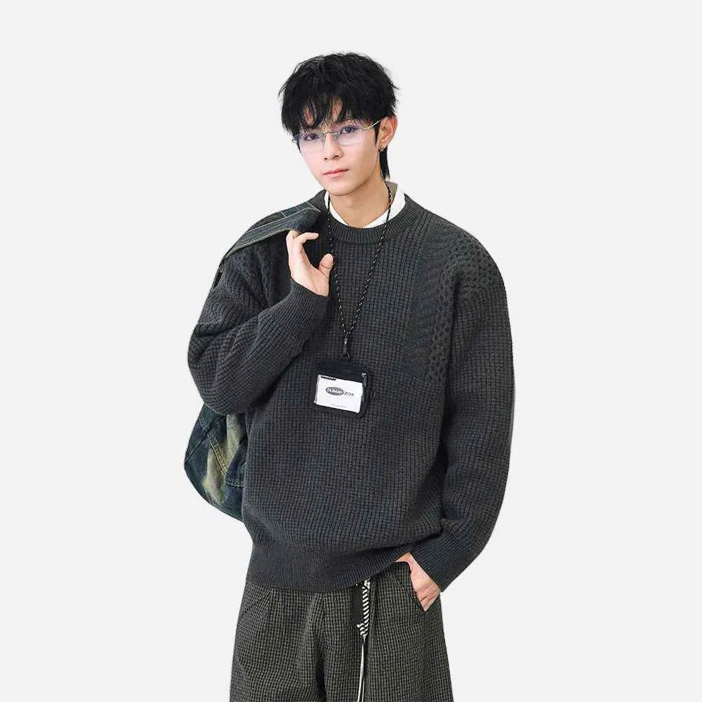Y2K Cozy Textured Crew Neck Sweater