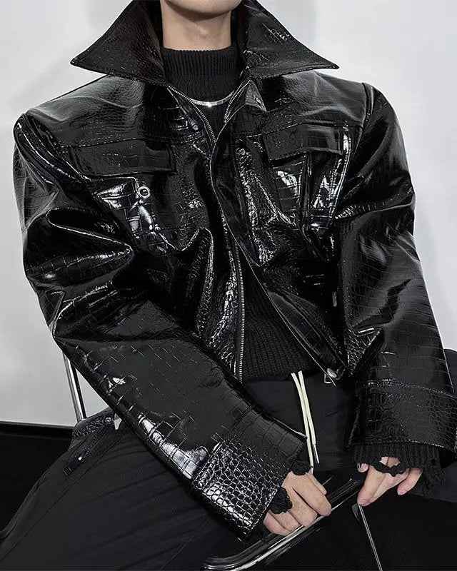 Spring Slim Leather Motorcycle Zipper Jacket