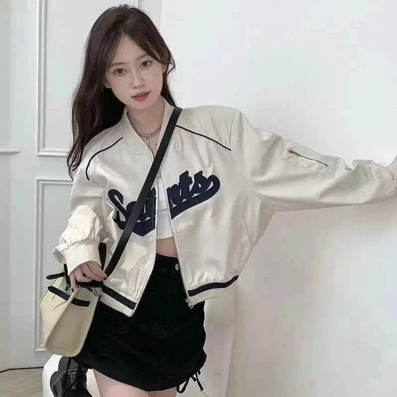 Women Stylish Embroidered Baseball Jacket