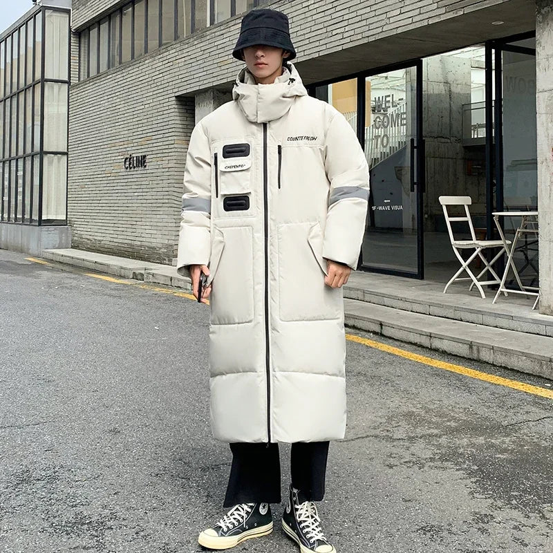Streetwear Warm Resistant Hooded Down Puffer Coat - Luxuryurbanwear