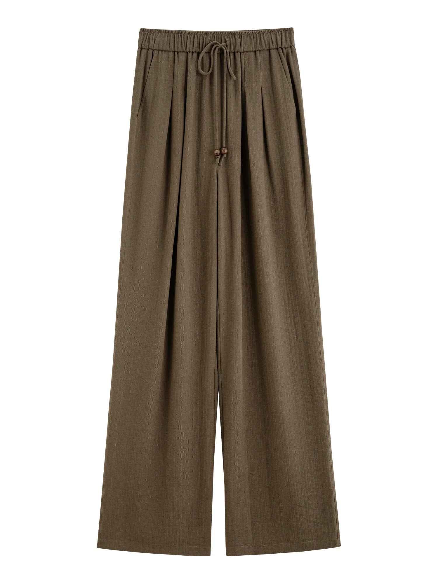 Elastic High Waist Linen Pants
