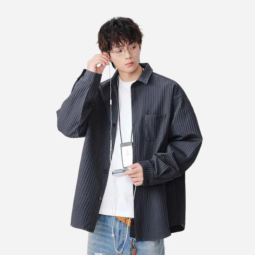 Y2K Vertical Striped Casual Long Sleeve Shirt