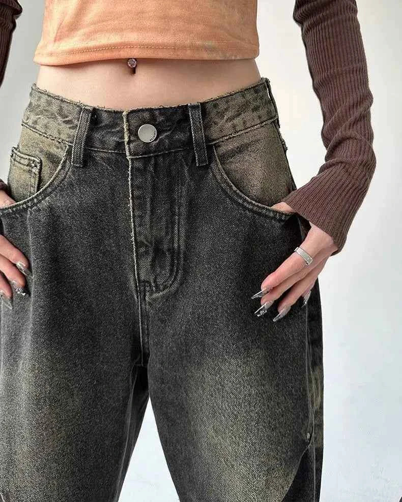 Durable Loose Mid Waist Wide Leg Jeans