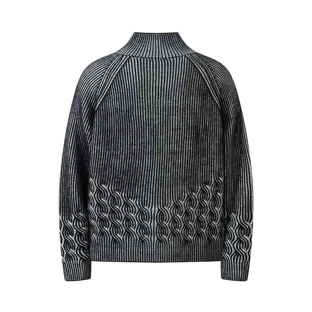 Men Stylish Knitted Hip Hop Striped Sweatshirt