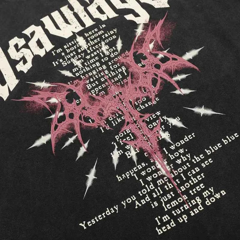 Streetwear Dark Gothic Graphic Printed Oversized T-Shirt