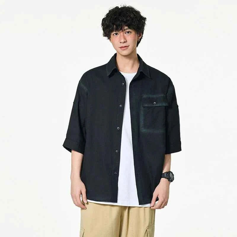 Cloud-Soft Contrast Lapel Casual Shirt