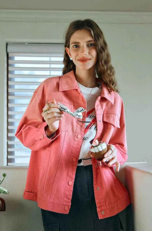 Women Soft Gradient Loose Fit Denim Jacket