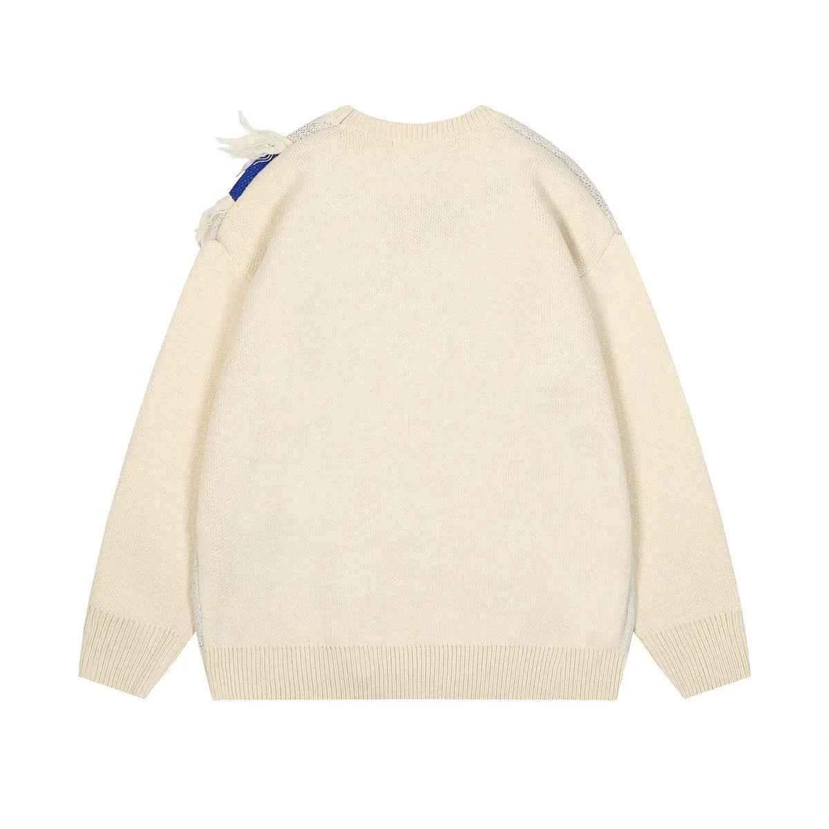Y2K Easy Care Distressed Patchwork Knit Sweater