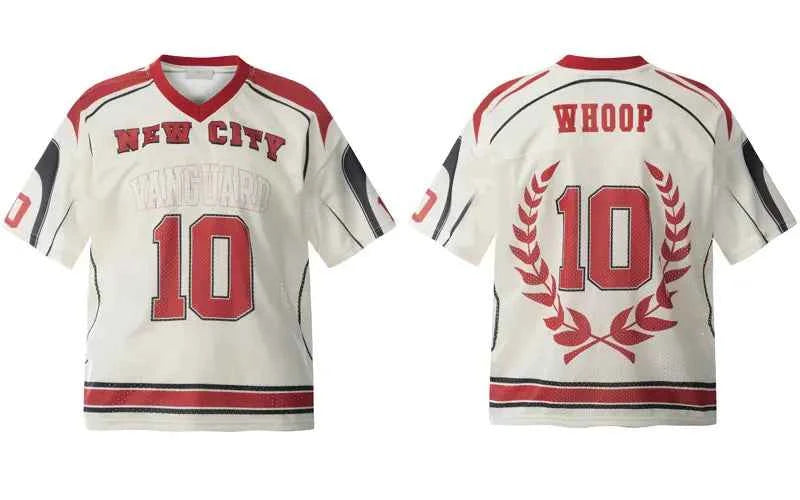 Sport Patchwork Jersey Graphic V-neck Collar T-Shirt
