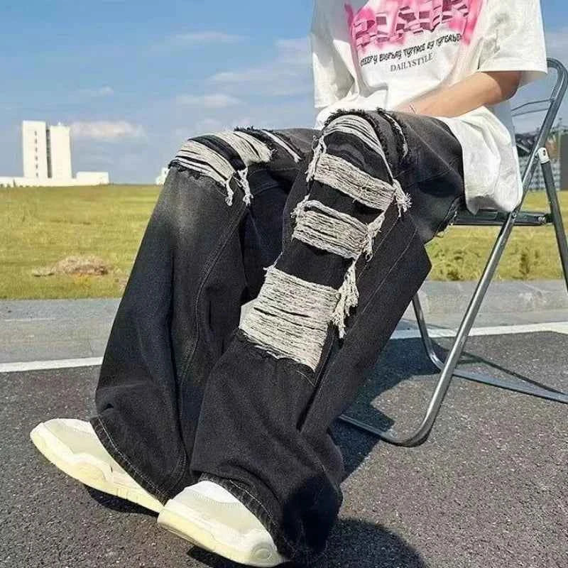 Retro High Street Hip Hop Ripped Jeans