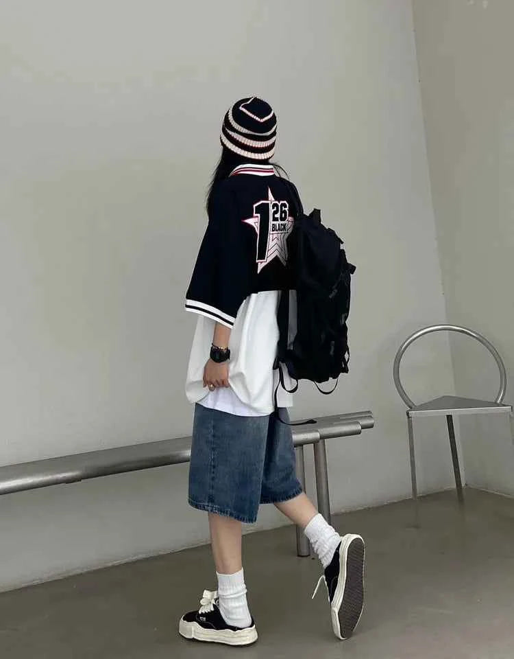 Summer Essential Mid Loose Baggy Denim Short