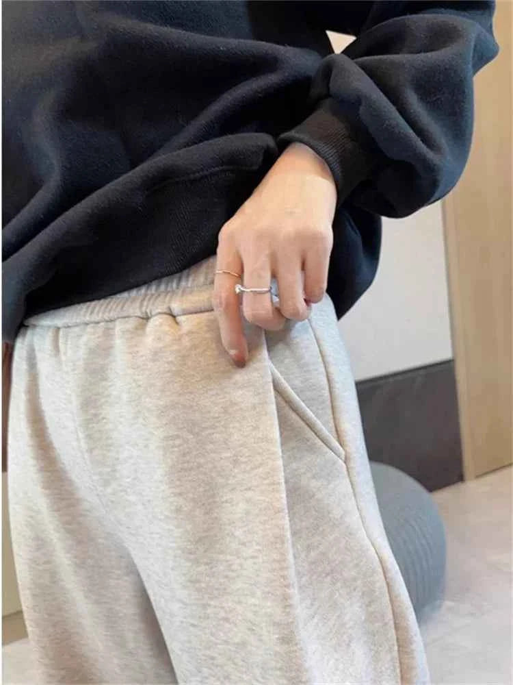 Casual Chic High Waisted Baggy Fleece Sweatpants