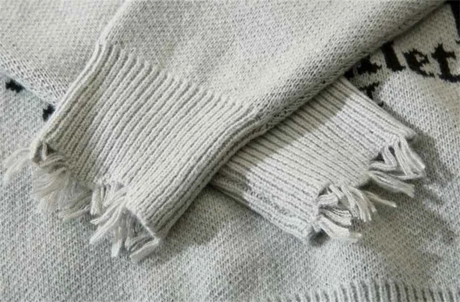 Gothing Vintage Heart Cross Torn Knitted Sweater