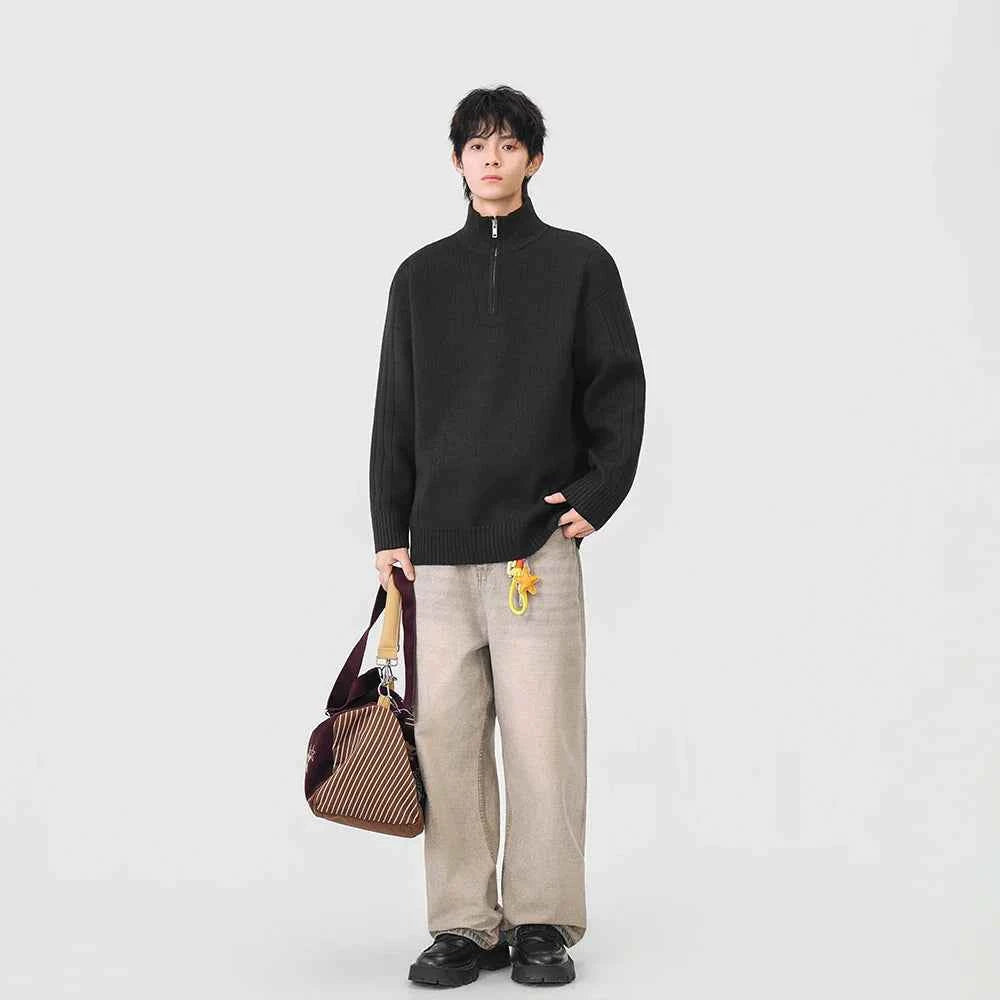 Cozy Trendy Ribbed Mock Neck Sweater