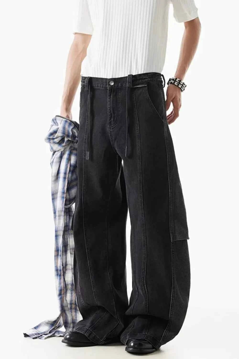 Trendy Patchwork Banana Hip Hop Wide Leg Jeans
