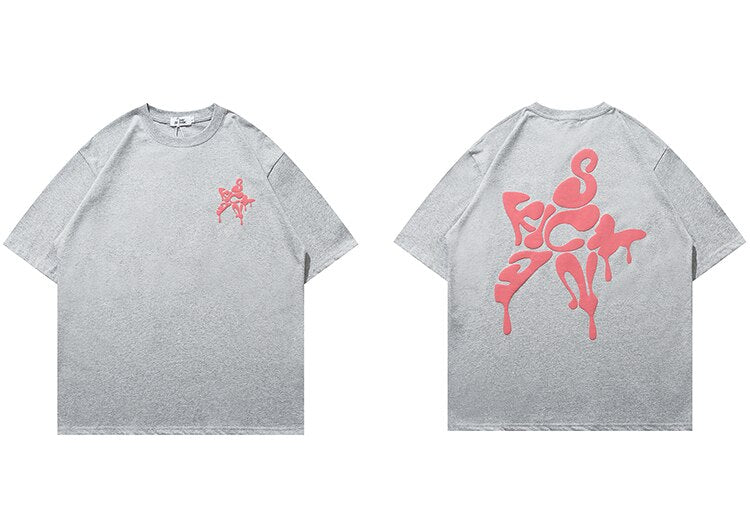Star Shape Melting Letter Graphic T-Shirt