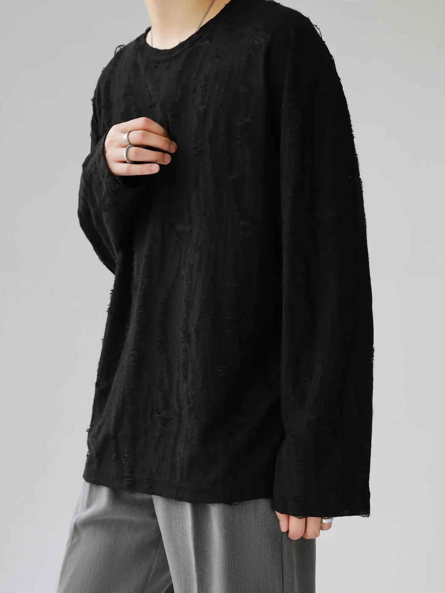 Breathable Retro Distressed Long Sleeve T-Shirt