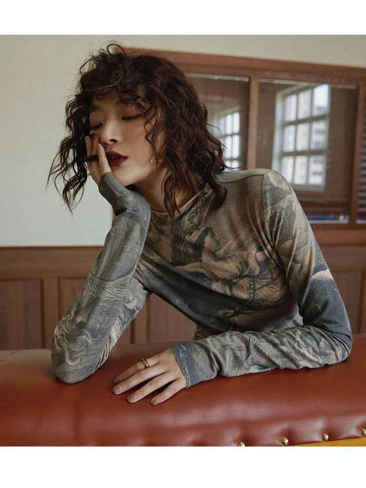 Renaissance Print Vintage Long Sleeve T-shirt
