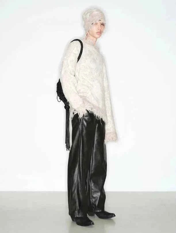 Luxury Cool Black Long Loose PU Leather Pants