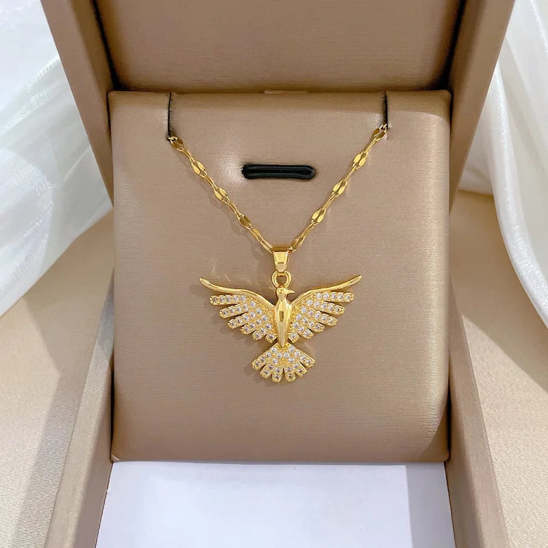 Stainless Steel Phoenix Eagles Pendant Necklace - Luxuryurbanwear