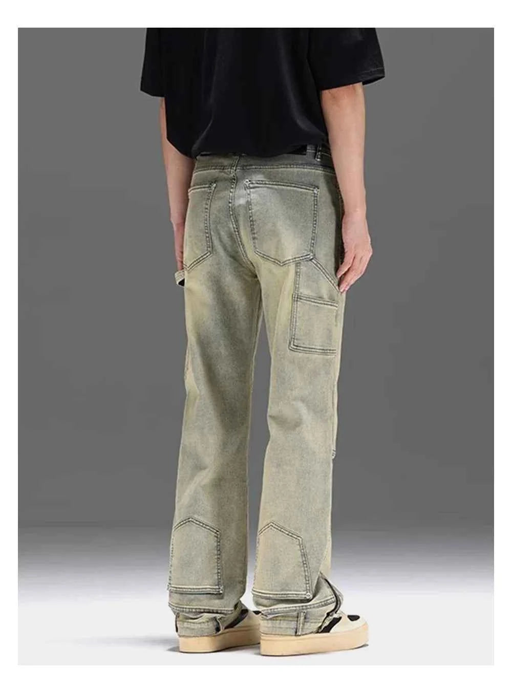 Retro Loose Fit Distressed Denim Straight Leg Jeans