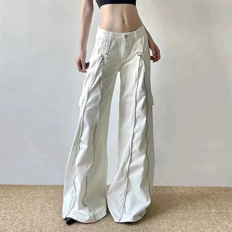 Streetwear Zipper High Waist Patchwork Denim Jeans