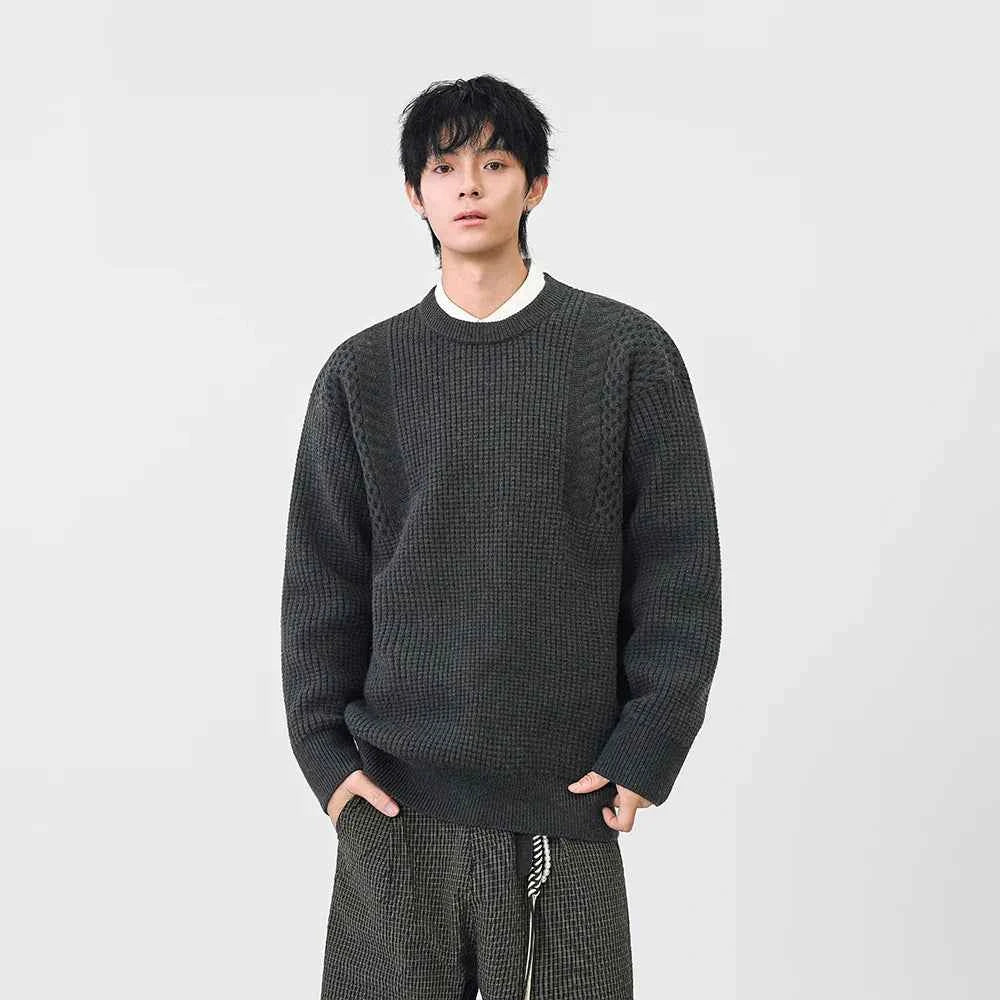 Y2K Cozy Textured Crew Neck Sweater
