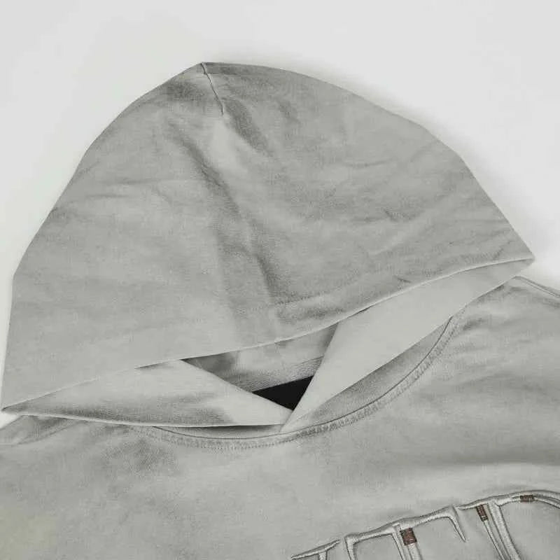 Grunge Embroidered Fake Two Piece Layered Hoodie