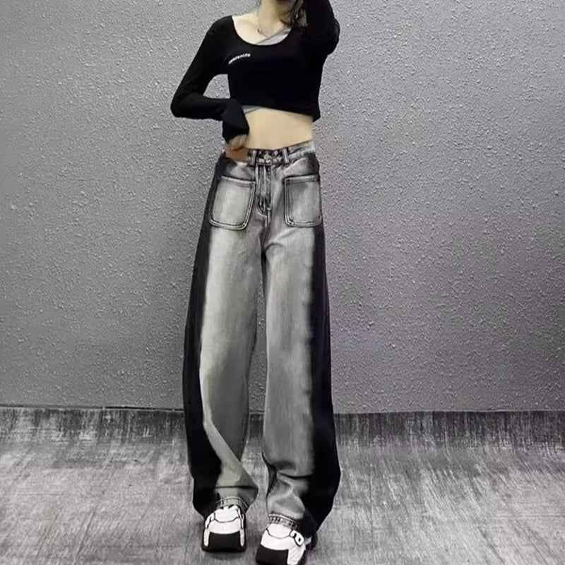 Autumn Korean Style Large Retro Baggy Jeans