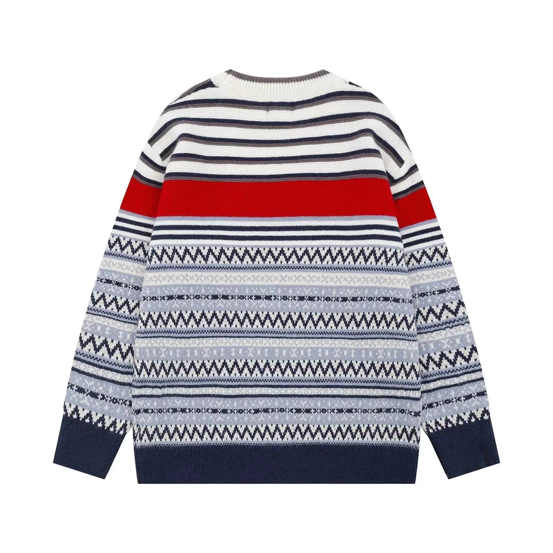 Versatile Colorful Striped Hip Hop Knit Casual Sweater