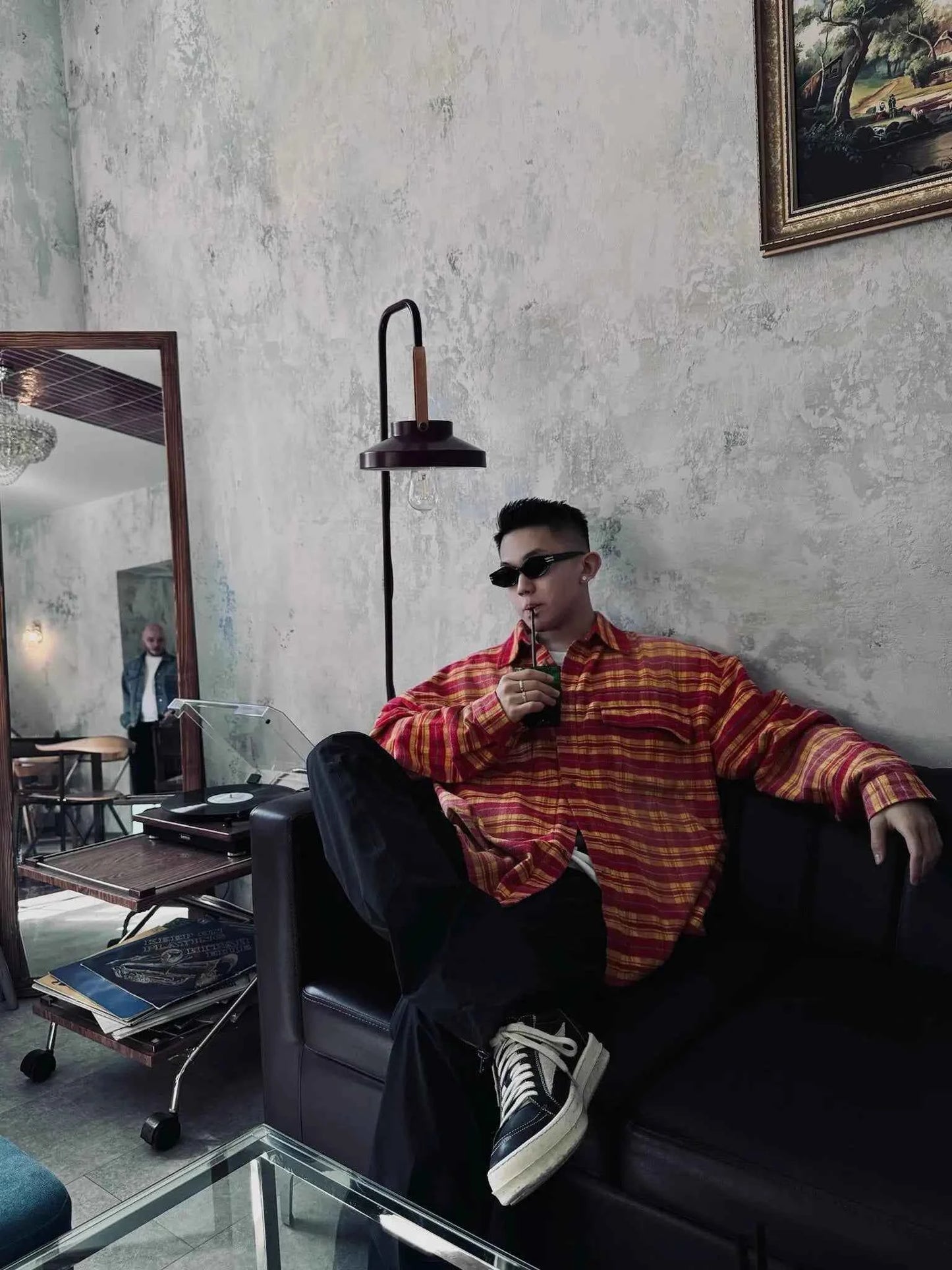 Retro Korean Style Patcwork Trend Flannel Shirt