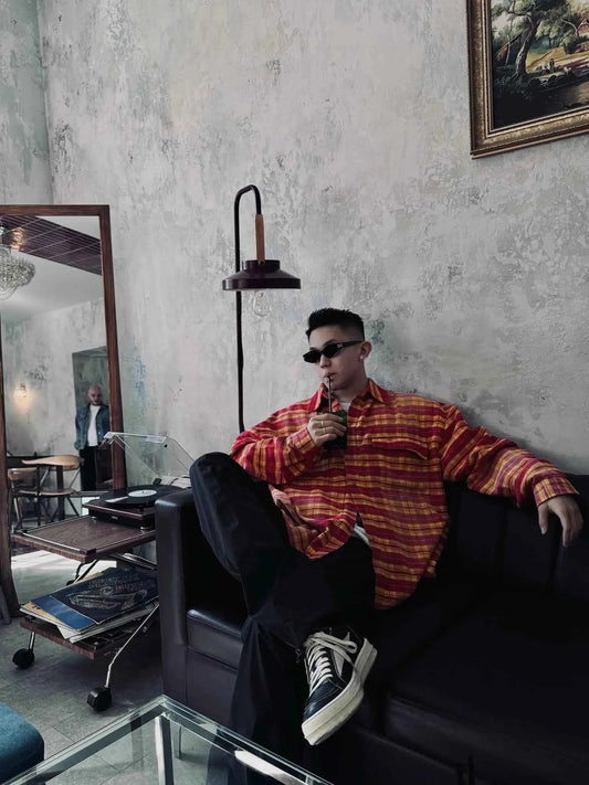 Retro Korean Style Patcwork Trend Flannel Shirt