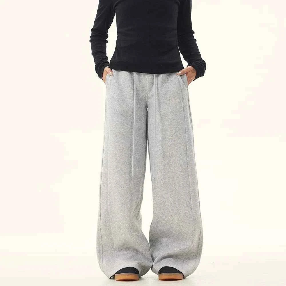 Gray Baggy Drawstring Casual Sweatpants