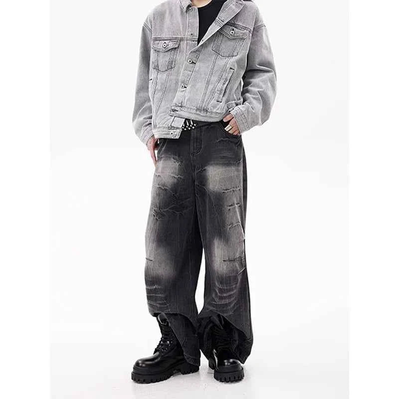 Vintage Cool Streetwear High Waist Black Denim Jeans