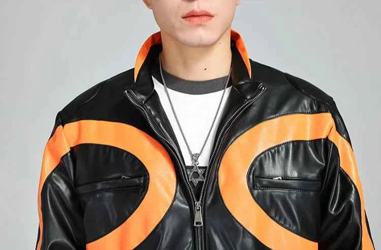 Men Luxury Handsome Patchwork Leather Jacket
